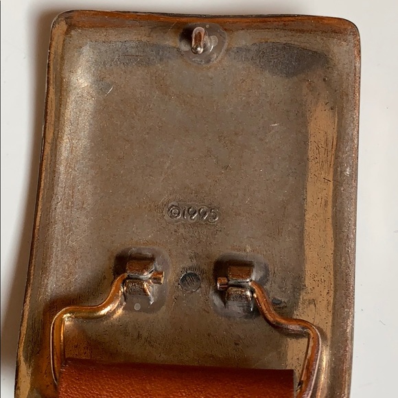 1995 Men’s Brown Braid Leather Belt Silver Buckle - Picture 4 of 5